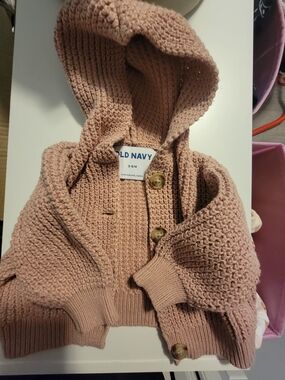 Old Navy Mauve Pink Hooded Knit Cardigan